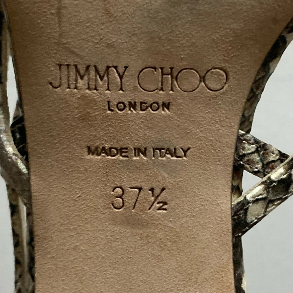 Jimmy Choo Python Pattern Strap Mule Sandals Beig… - image 9