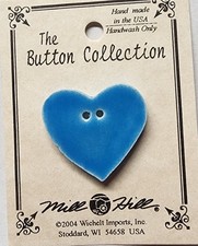 DIY Mill Hill Ceramic Button - Large Aqua Heart