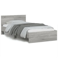 Bettgestell Mit Kopfteil Grau Sonoma 100X200 Cm Holzwerkstoff