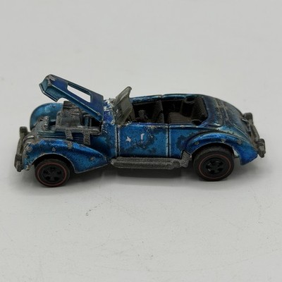 Vintage Hot Wheels Redline Classic Cord 1970 Blue Diecast Car MISSING ROOF