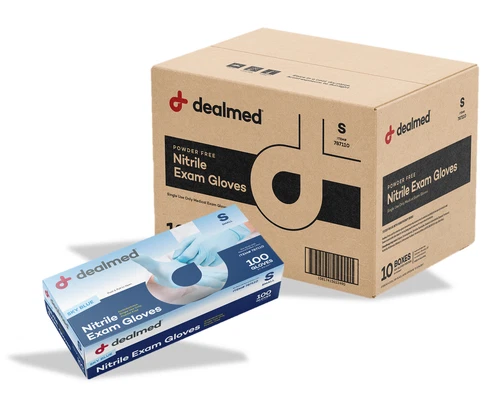 Dealmed Latex Exam Gloves, Sky Blue, 100/Box, 10/Case