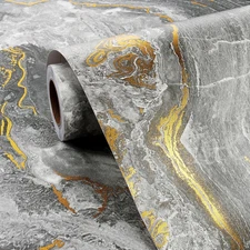 Thick Grey Marble Contact Paper for Countertops Cabinets Waterproof Gold Grey...