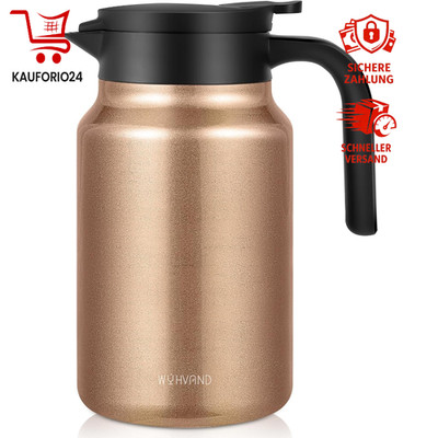Thermoskanne 1,5L Edelstahl Isolierkanne für Heiß- und Kaltgetränke Kupfer
