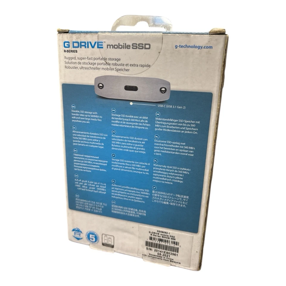 G-Technology G-DRIVE R-Series 500GB, USB 3.0, 2,5 Zoll Externe SSD - Schwarz... - Bild 2 von 3