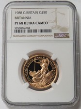 1988 GOLD GREAT BRITAIN 626 MINTED 50 POUNDS 1/2 oz NGC PROOF 68 ULTRA CAMEO