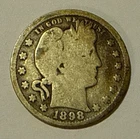 1898 Barber Silver Quarter - 90% Silver