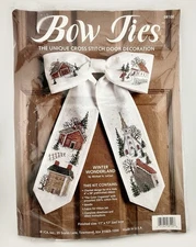 Vintage Counted Cross Stitch Kit Bow Ties Winter Wonderland Christmas 17" 08100