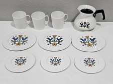 Vintage Children's Plastic Corning Dishes Country Festival Blue Bird