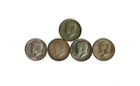 Kennedy half dollars - Four 1964 & One 1967