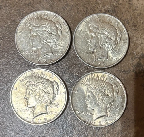 (4) Peace Silver Dollars (2)1922 & (2)1923 AU Condition #1
