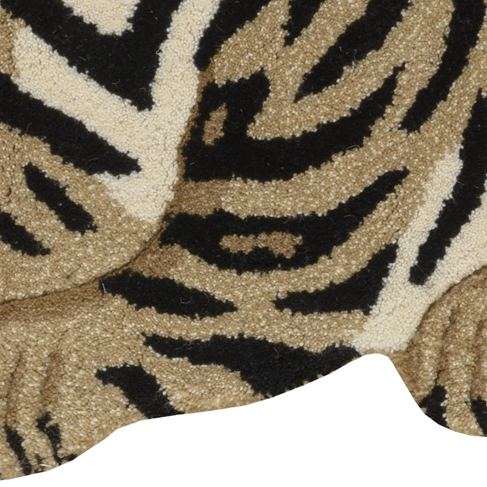 Wild Forest Sitting Tiger Shaped Hand Tufted Wool Gold and Black 2' X 3' Acce... - Image 3 of 4
