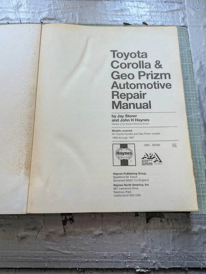 Toyota Corolla & Geo Prizm (1993-1997) Haynes Automotive Repair Manual - Image 2 of 4