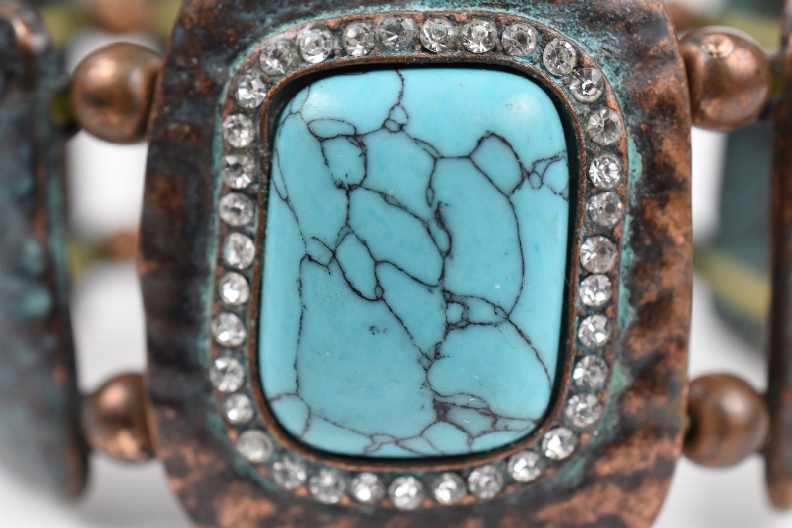 Handmade Studio Hammered Copper Rectangle Stretch… - image 9