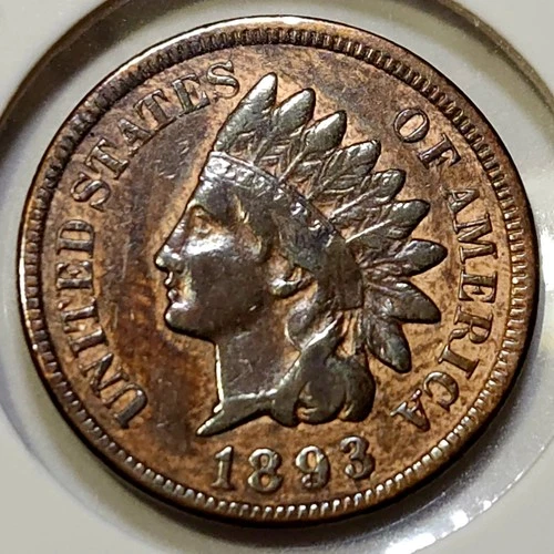 1893 Indian Head Cent - VF/XF Details: Cleaned