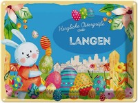 Blechschild 30X40 Cm Ostern OstergrüßE Langen Gruß Deko Geschenk Metall Schild