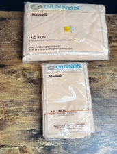 Vintage Cannon Monticello Full Fitted Sheet & 2 Pillowcases Peach NEW