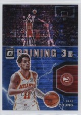 2021-22 Panini Donruss Optic Raining 3s Blue Pulsar Prizm Trae Young #1 0nr3