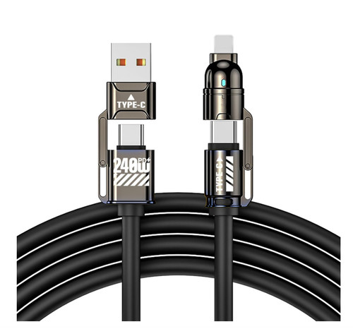 Flüssigsilikon 4-in-1 Schnell Ladekabel mit L/Typ C/USB für iPhone - Bild 12 von 12