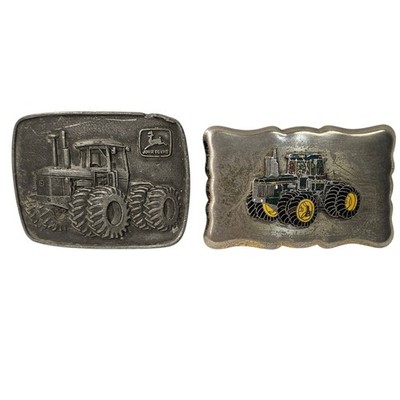 John Deere Tractor Belt Buckle 1975 Vintage Lot of 2 Has Wear