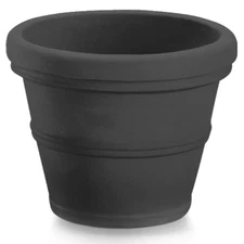 Garden Elements (#BC2616SC94) Turin Plastic Outdoor Round Planter, Black, 16