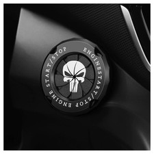 Stylish Car Push Start Button Cover,Spin 1.98x1.98x0.51 inch, Skull Black