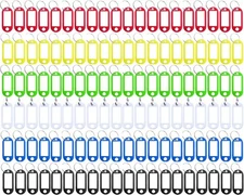 120 Pack Plastic Key Tags with Label Window ID Tag & Split Ring Keychain6 Colors