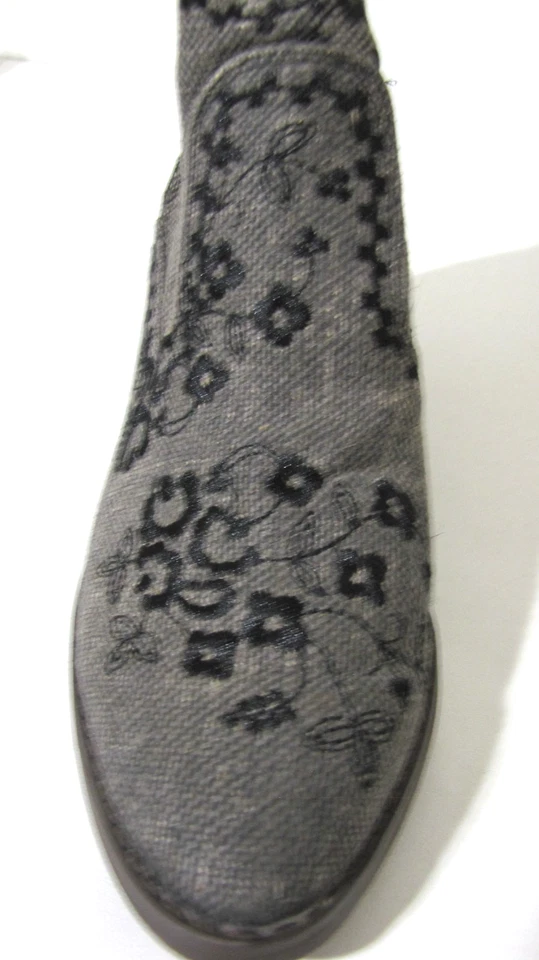 Naughty Monkey Botas de Tacón al Tobillo Cremallera Lateral Tweed-Lona Bordada Gris Wm. 9,5 Foto 2 de 4