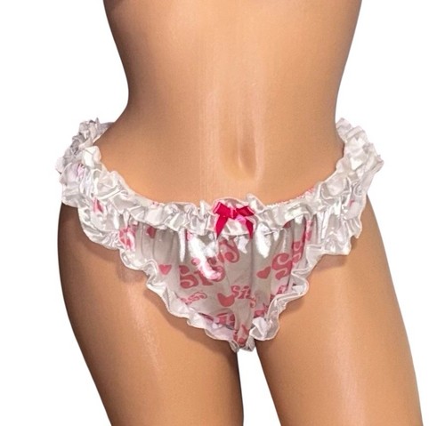 Iefiel Höschen weiß "Sissy" glänzend Satin rosa Schleife Unisex M neu aus altem Lagerbestand - Bild 2 von 9