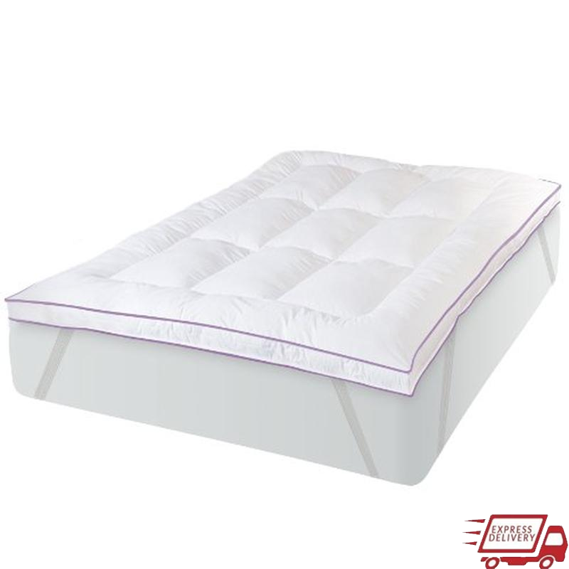 Memory Foam Topper 300TC Satin Striped Cover Stain Resistant Quilted Full Size