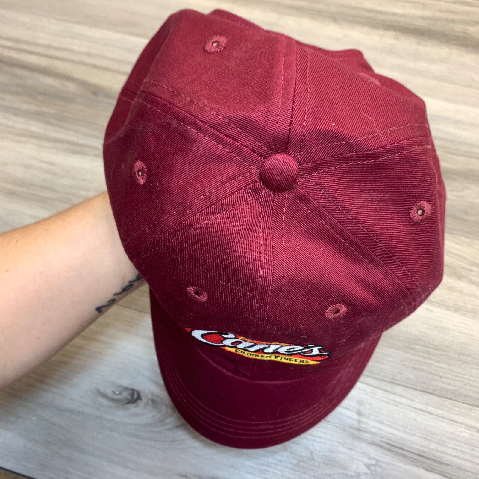 Raising Cane's Chicken Fingers Employee Hat Cap Red One Love Adjustable