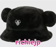 Japan Tokyo Disney Resort Ears Mickey limited Fluffy Winter Cap Hat Black