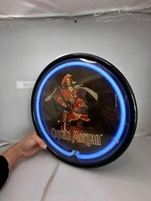 Captain Morgan 15” Neon Clock - Blue Neon - Tested Works!