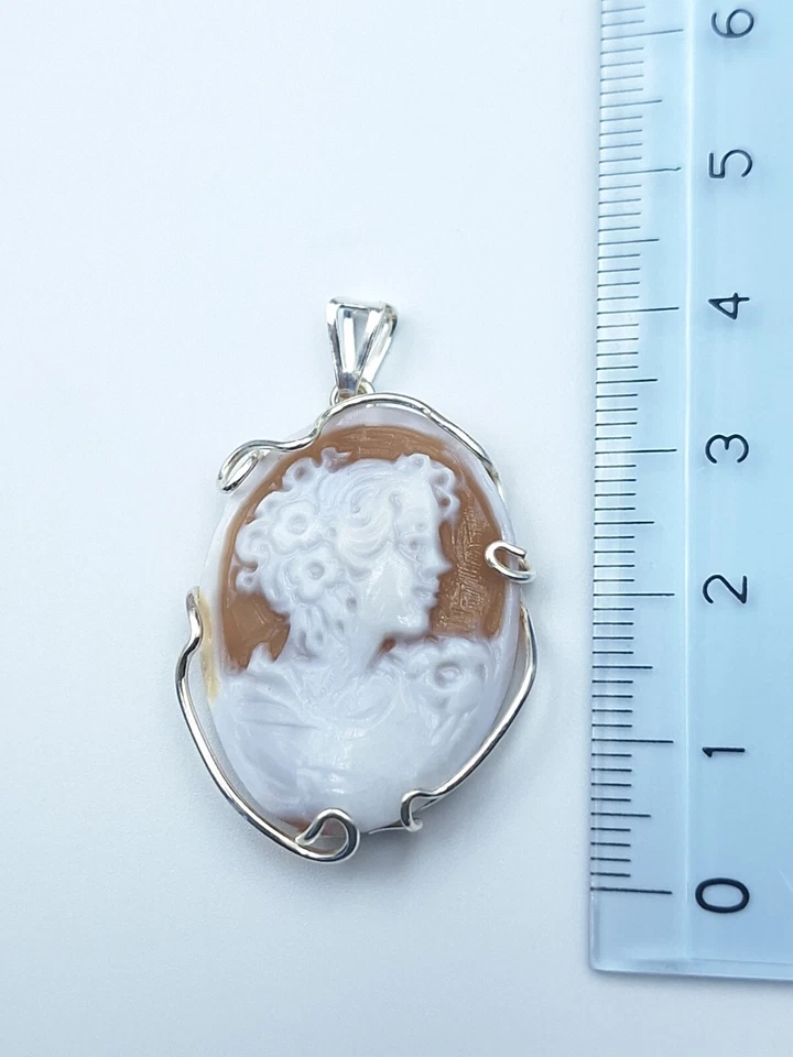 CIONDOLO IN ARGENTO 925% CON CAMMEO SARDONICO, DONNA PLACCATO ORO BIANCO 18KT - Immagine 3 di 4