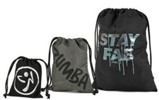 3 Zumba Bag BUNDLE Three Bags 3 Sizes - Bag Backpack Gym Tote - Silver Foil Logo