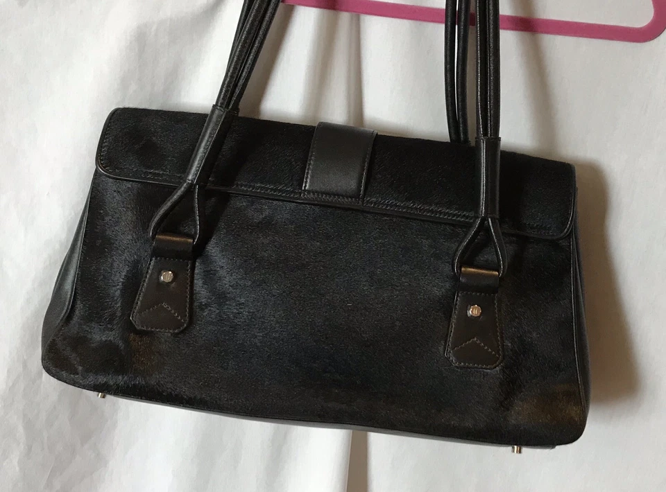 Elegante CARTERA/BOLSO DE MANO/CARTERA JUDITH LEIBER CUERO DE BECERRO NEGRO Foto 3 de 4