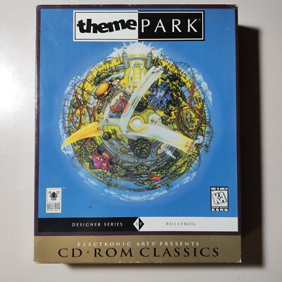 Theme Park Big Box PC Game 1997 Bullfrog EA CD-ROM Classics - No Manual
