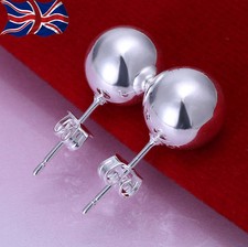925 Sterling Silver Ball Pearl Stud Earrings 8mm Round Butterfly Back UK