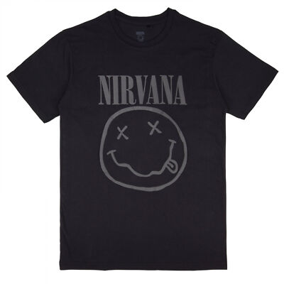 Nirvana Black Happy Face T-Shirt Black | eBay