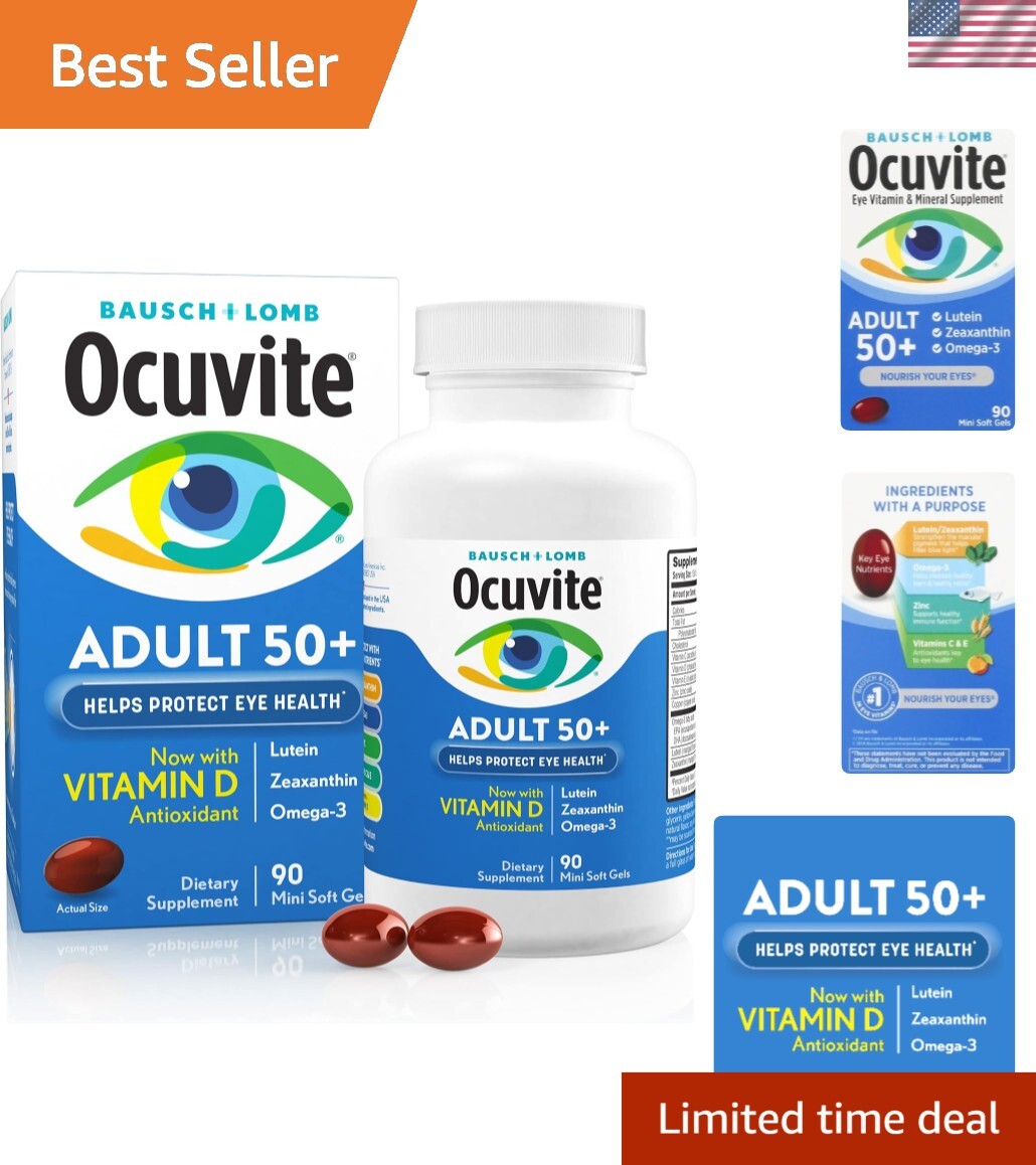 Gluten-Free Eye Vitamin Formula 50+ with Omega-3, Zinc & Lutein - 90 Softgels