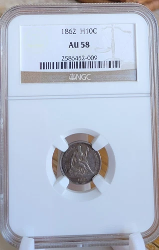 1862 5c NGC AU58 Liberty Seated HALF Dime
