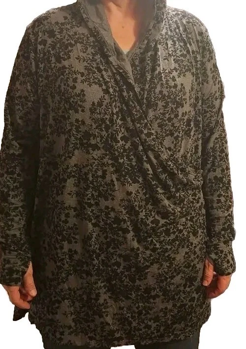 Cuddl Duds Softwear With Stretch Womens Large Wrap Hooded Cardigan