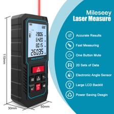 Mileseey 229Ft Laser Distance Measure Meter 2"LCD Backlit Auto level Auto height