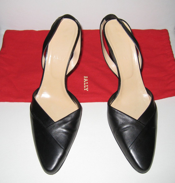 BALLY Women's Leather Slingback Shoes Black Calfskin Size 8 eBay