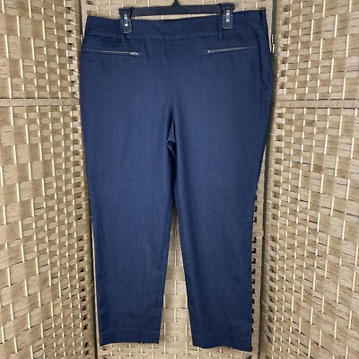 Talbots Petites Size 16P Chatham Cropped Pants Dark Blue Faux Pockets