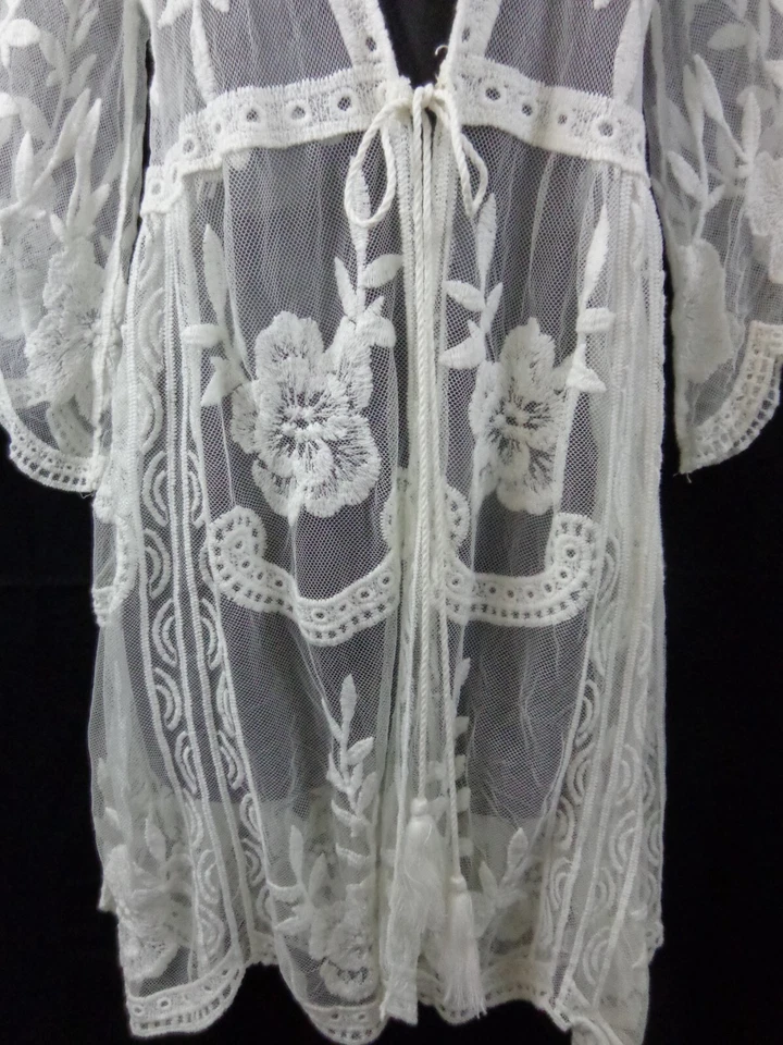 Ana & Rose Lace Cover-Up Women's M White Embroidered Cardigan New With Tags - Image 4 of 4