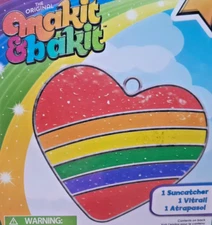 Makit & Bakit HEART RAINBOW Suncatcher Craft Kit Kids Teen Baking Crystals
