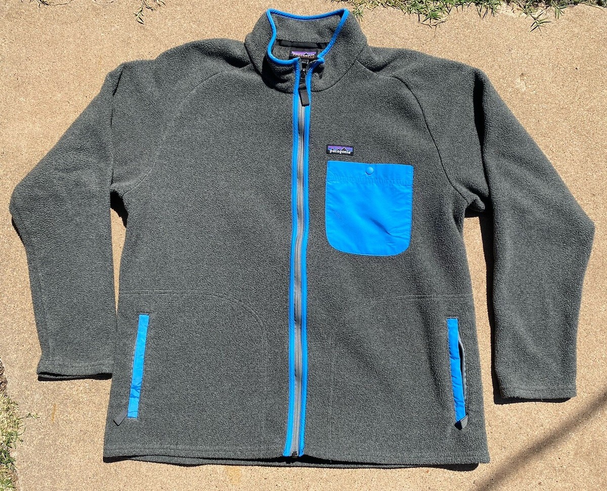 じゅん Patagonia Karstens Synchilla Zip Up Jacket Sweater Gray Blue Mens