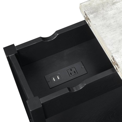 Convenience Concepts End Table 23" Faux Birch/Black w/ Charging Station +Shelf - Picture 5 of 9