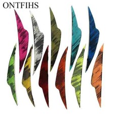 50Pcs ONTFIHS 4" Arrow Feathers Archery Fletches Ink Painting RW LW - Fangs