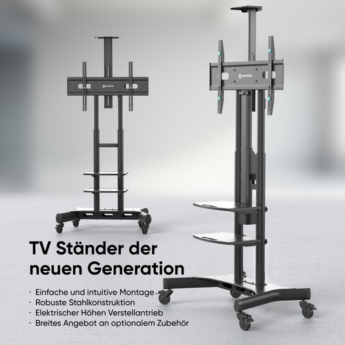 ONKRON Zmotoryzowany stojak telewizyjny rolowany na 50-86 cali, do 90 kg, TS1881E - Zdjęcie 9 z 10